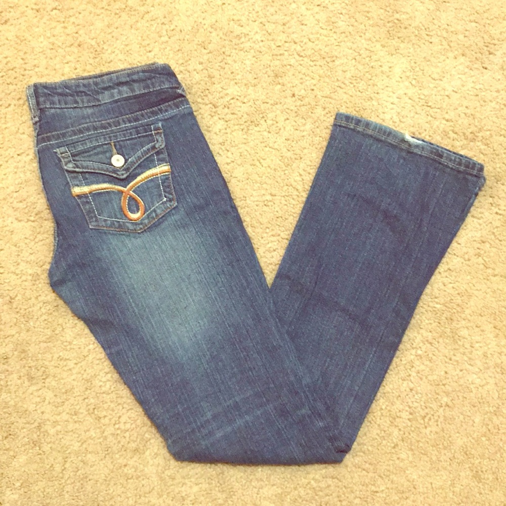 Dark blue straight leg jeans
